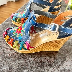 Colorful Embroidered Leather Sandals